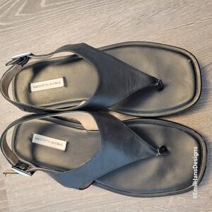Saks Fifth Avenue Black Leather Sandals